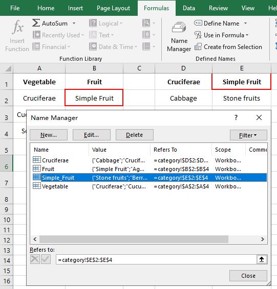 There are spaces in the definition name in excel
