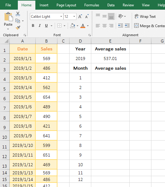 Average + If + Month function combination to achieve monthly average
