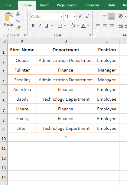 Several special examples of Excel countif function