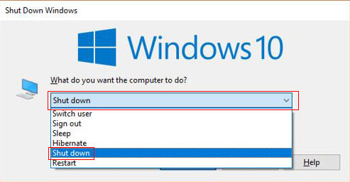Windows 10 shutdown shortcut