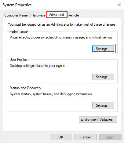 ;Advanced system settings