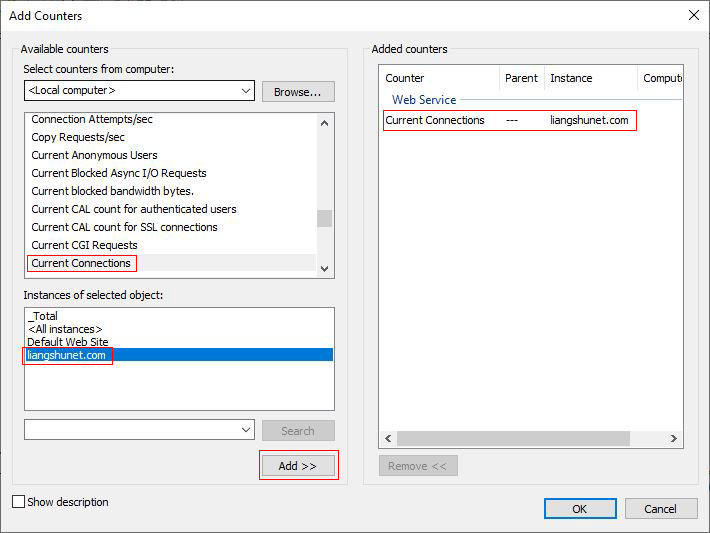 Select Current Connections for Web Service