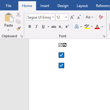 Input a checkbox using shortcut key in word