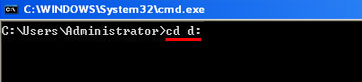 Cmd enter D disk in XP