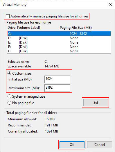 Custom Virtual memory in Windows