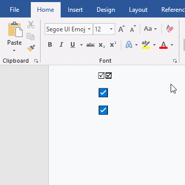 Input a cross with box using shortcut key in word