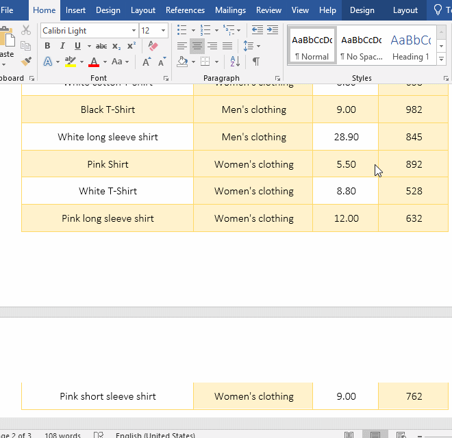 Word across page caused by row height