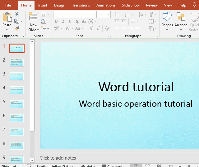 Convert the entire slide to Word