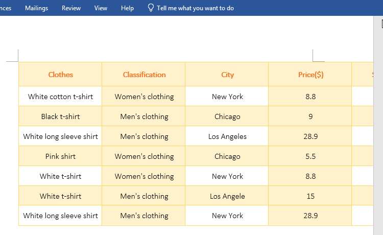 How to change table size in Word