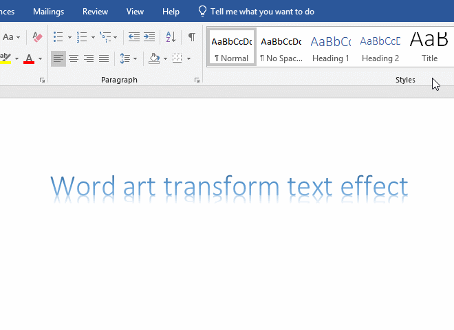 Word Art transform follow path