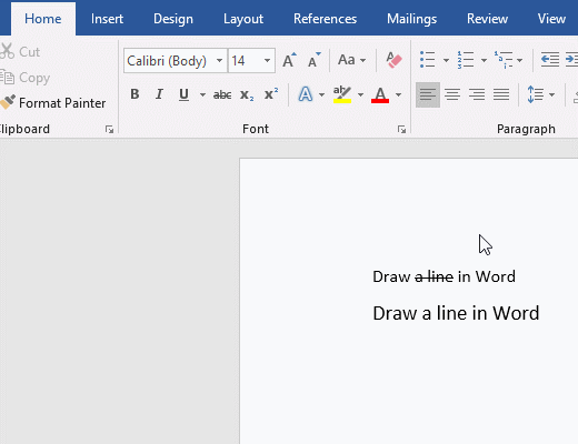 How to draw lines in the middle of text in Word