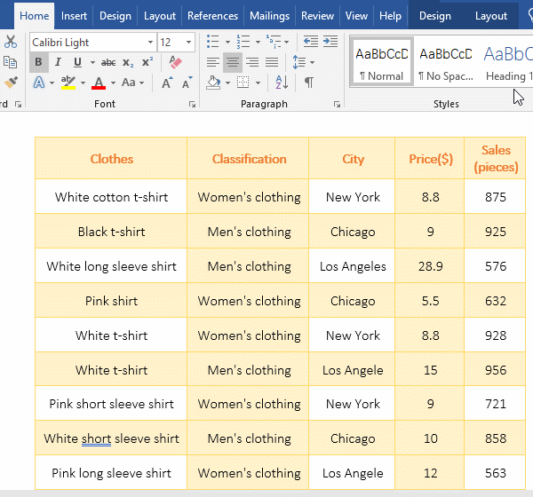 How to adjust line spacing in Word table