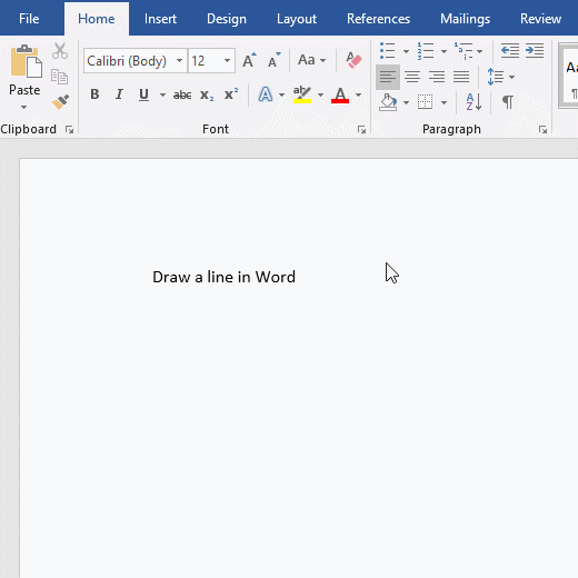 How to draw a line in the middle of text in Word