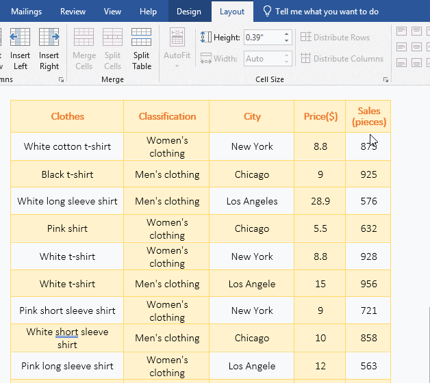 Adjust the width in Word