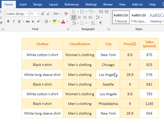 How to rotate table 90 degrees in Word