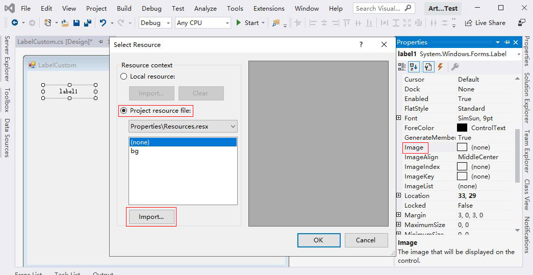 Add image to label in winforms