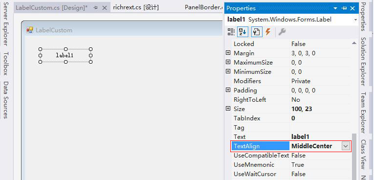 C# label control text MiddleCenter