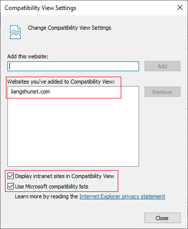 Display intranet sites in compatibility view