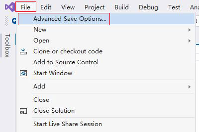 Change Visual Studio default encoding to UTF-8