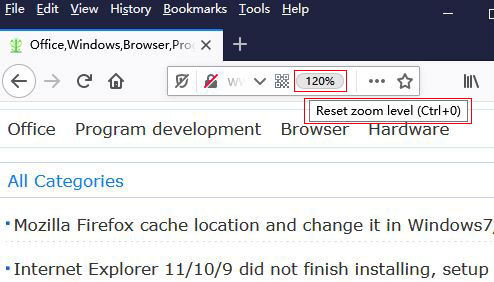 Firefox Reset zoom Level