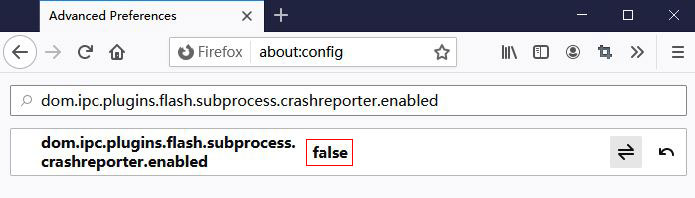 disable the crashreporter of flash player plugin in Firefox