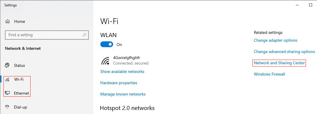 Network and Internet Settings in Windows 8 and Windows 10