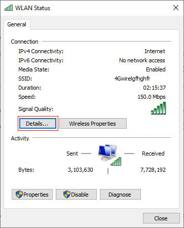 Network Connection Status in Windows 8 and Windows 10