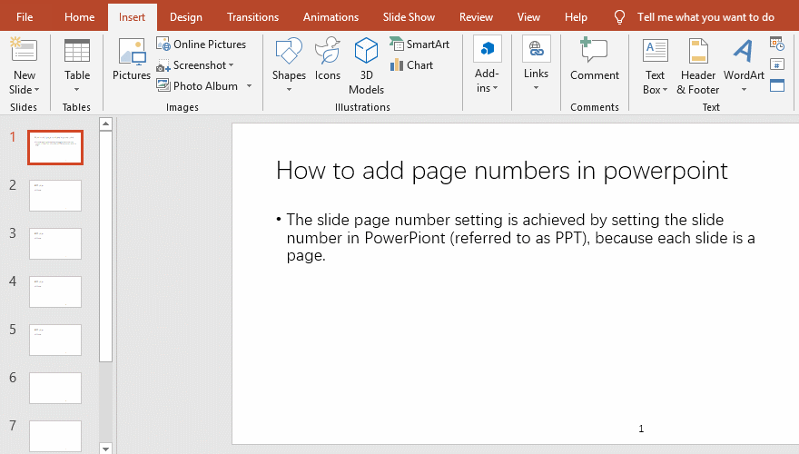 How to add page number on powerpoint from 0