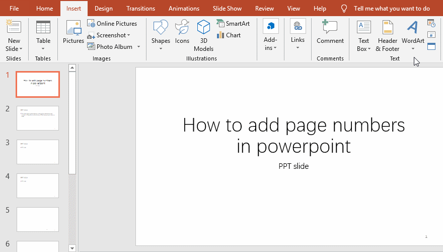 How to add total page number in powerpoint