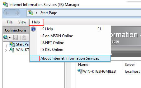 How to check iis version in windows server 2019