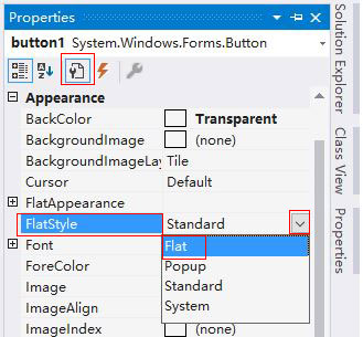 Find the FlatStyle property and set it to Flat or Popup