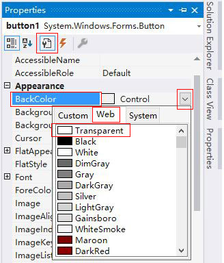  C# Winform button transparent background