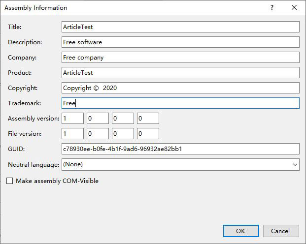 Set and change Winform version number