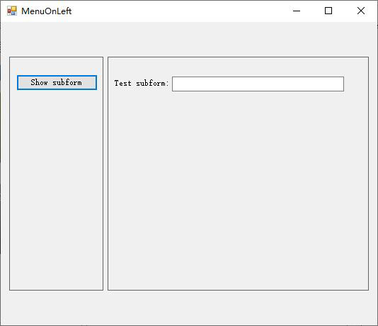 C# Winform show menu on left in UI(Subform is displayed on the main form)