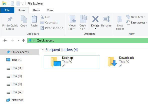 Windows 10 remove recent files from quick access