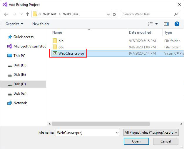 Add Existing Project in Visual Studio