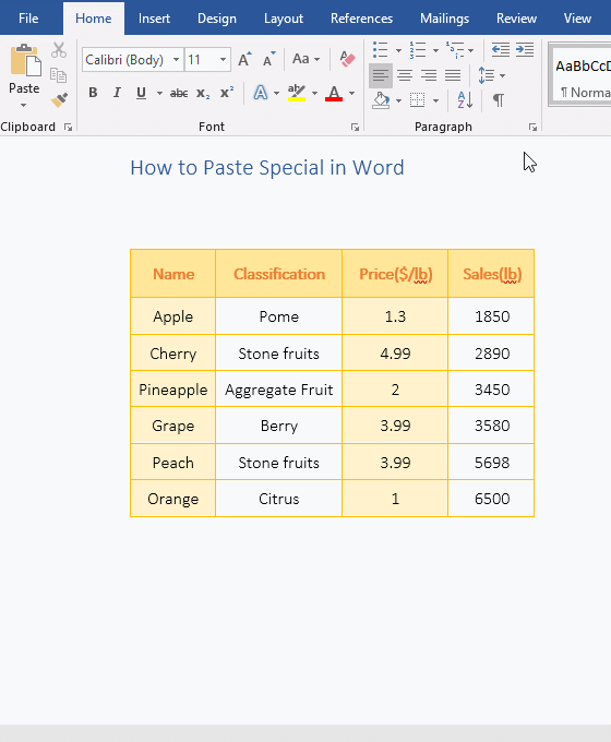 How to Paste Special in Word