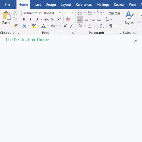 Use Destination Theme in Paste in Word