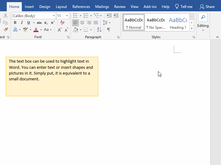 How to format text box in word