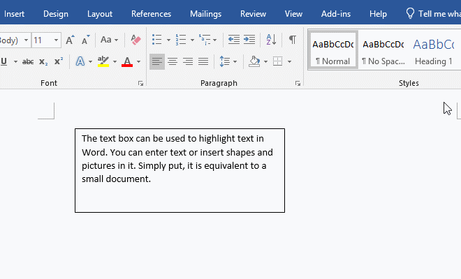 How to format a text box in word