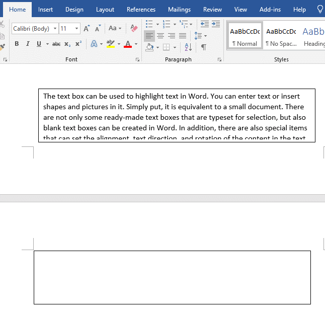 MS Word text box that can break across pages