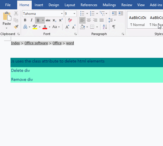 How to remove background from copied text in Word