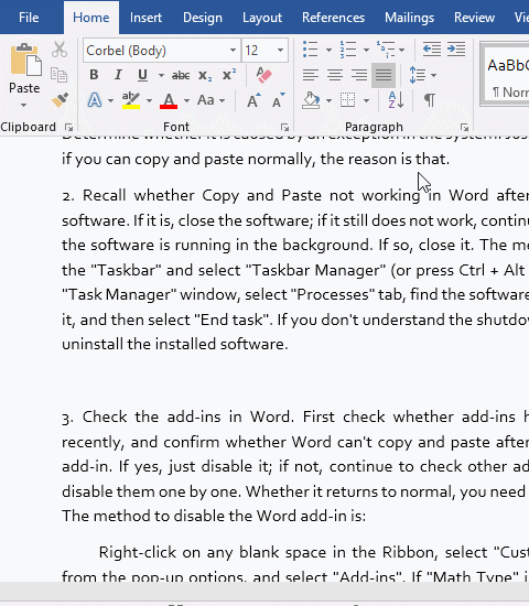 The Paper Size or Margins are inconsistent in Word