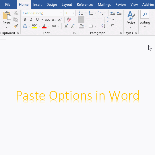How to use the Paste Options in Word