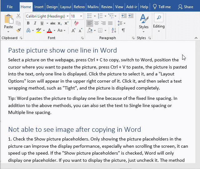 How to Cut a page in Word