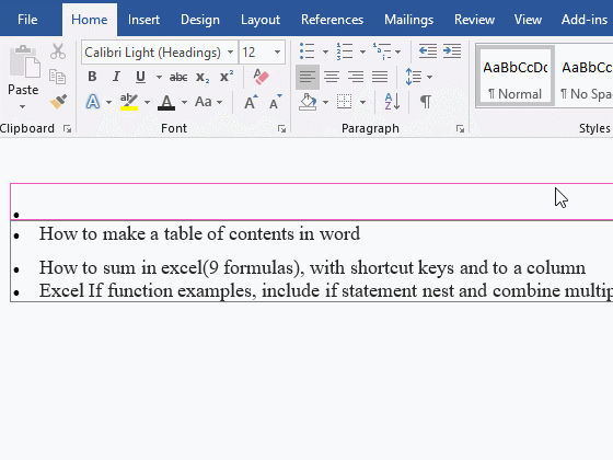 The content copied from the webpage to Word has a border