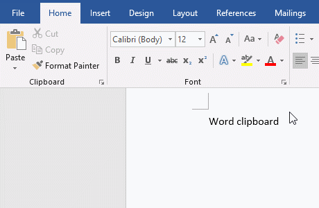 How to display the clipboard in Word