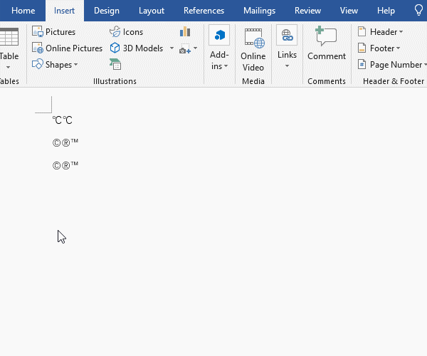 How to input phi symbol in word