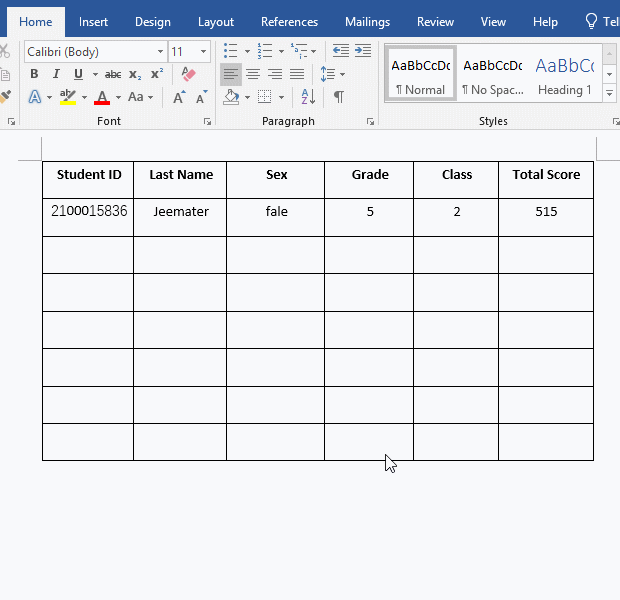 How to move a table in Word