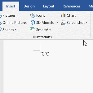 How to write degree celsius in word